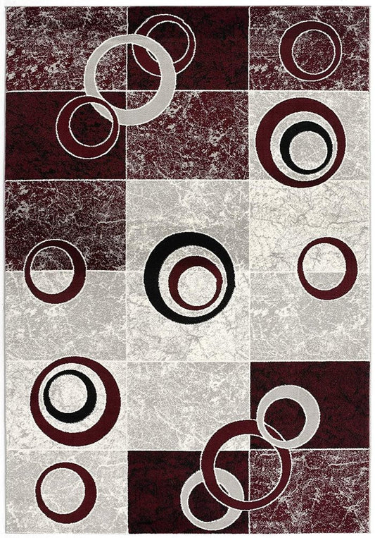 15' Red And White Abstract Runner Rug