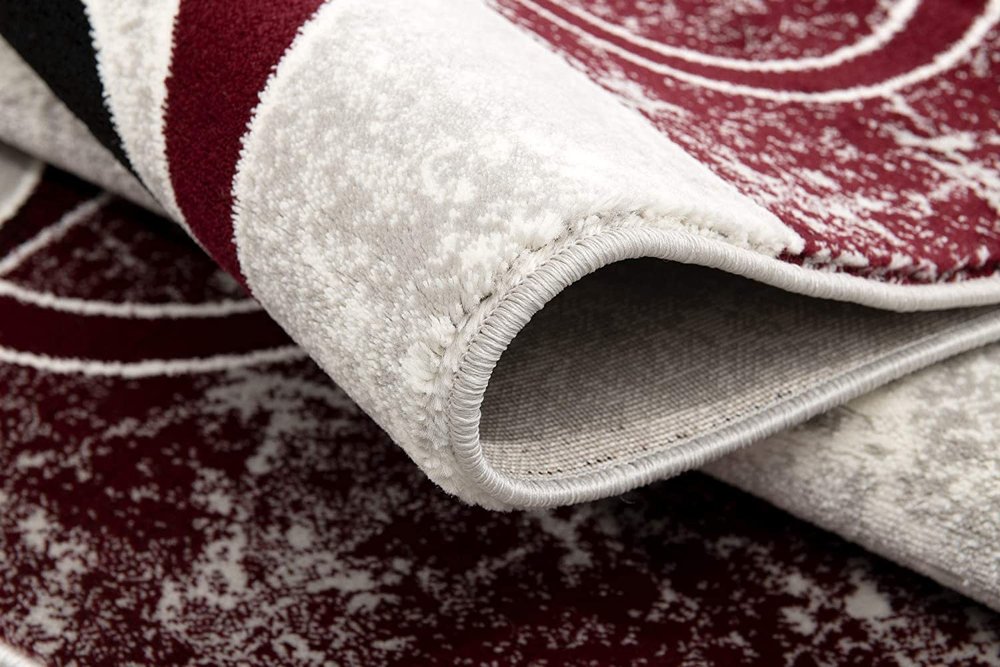 10' Red And White Abstract Runner Rug