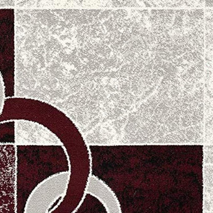10' Red And White Abstract Runner Rug
