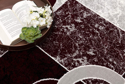 10' Red And White Abstract Runner Rug