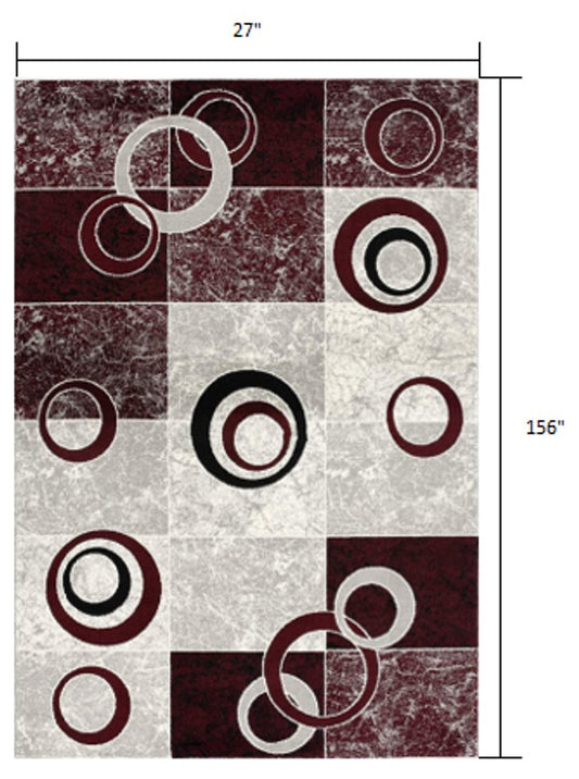 3' X 5' Red Abstract Power Loom Area Rug