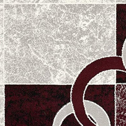 10' Red And White Abstract Runner Rug