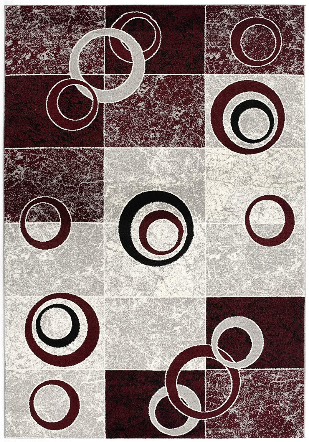 5' X 7' Red Abstract Dhurrie Area Rug