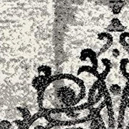 3' X 5' Gray And Ivory Damask Distressed Area Rug