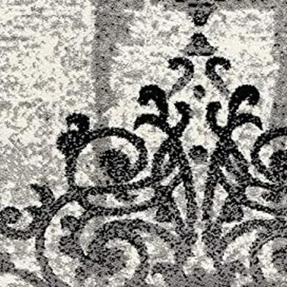 4' X 6' Gray And Ivory Damask Distressed Area Rug