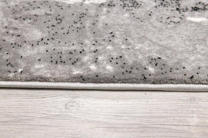 4' X 6' Gray And Ivory Damask Distressed Area Rug