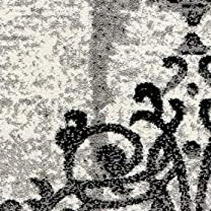 4' X 6' Gray And Ivory Damask Distressed Area Rug