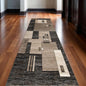 13' Beige Abstract Power Loom Runner Rug