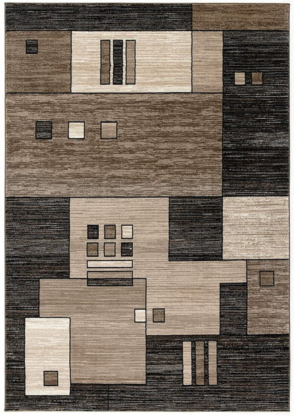 10' Beige Abstract Power Loom Runner Rug