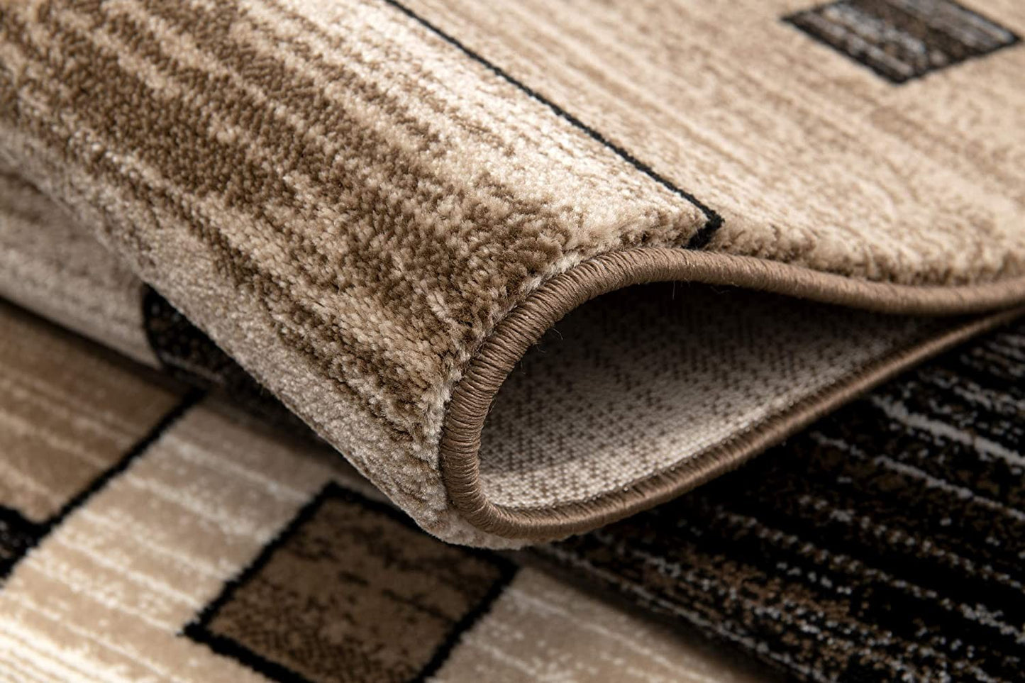 10' Beige Abstract Power Loom Runner Rug