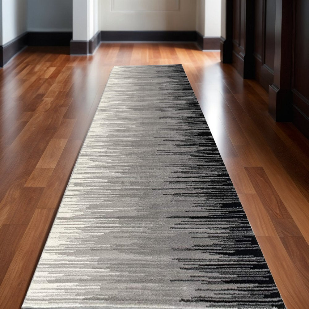 4' X 6' Black Abstract Power Loom Area Rug