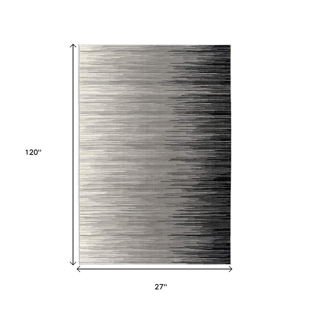 3' X 5' Black And Gray Striped Area Rug