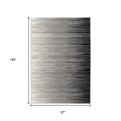 5' X 7' Black Abstract Dhurrie Area Rug