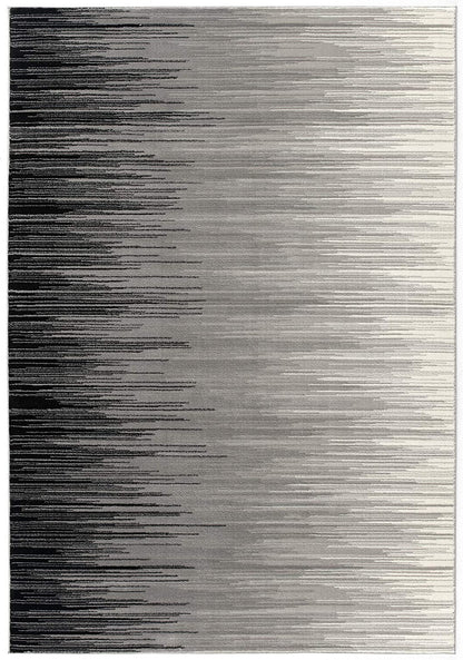 2' X 10' Black Transitional Striped Runner Rug