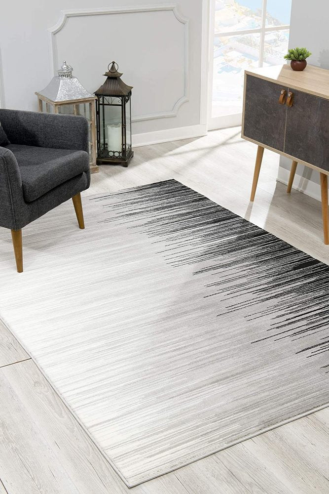 5' X 7' Black Abstract Dhurrie Area Rug