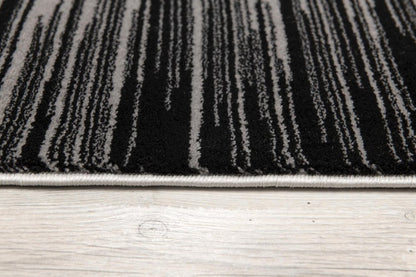 3' X 5' Black And Gray Striped Area Rug