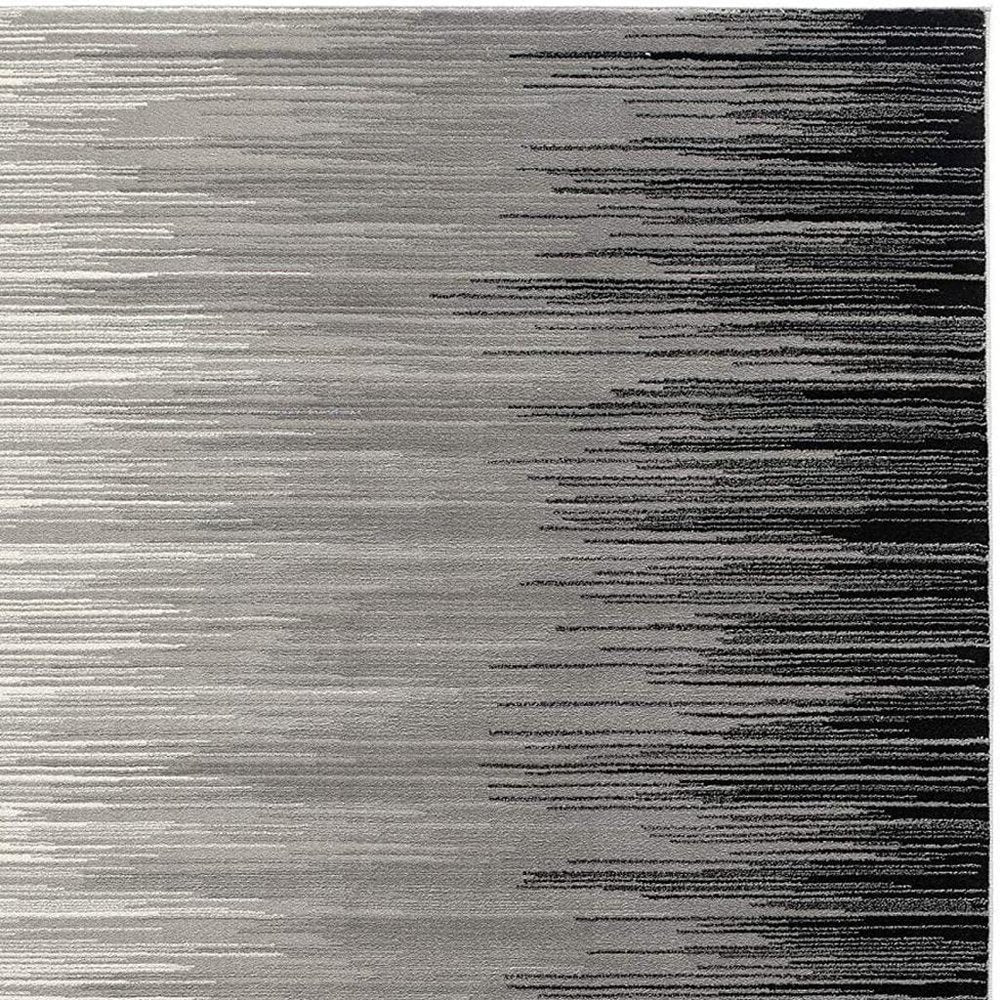 3' X 5' Black And Gray Striped Area Rug