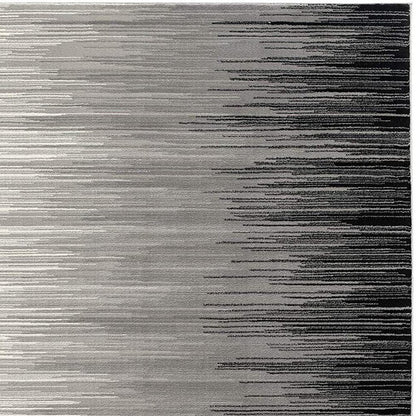 3' X 5' Black And Gray Striped Area Rug