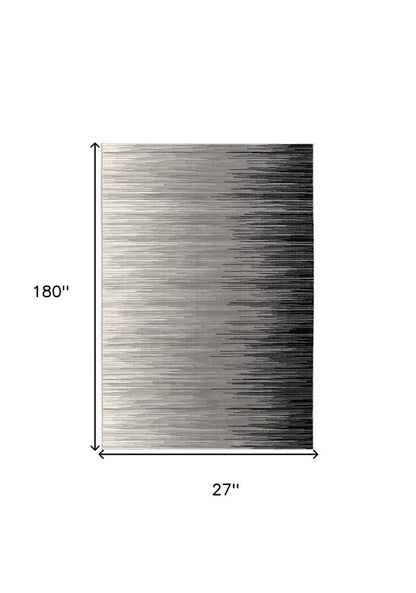 3' X 5' Black And Gray Striped Area Rug