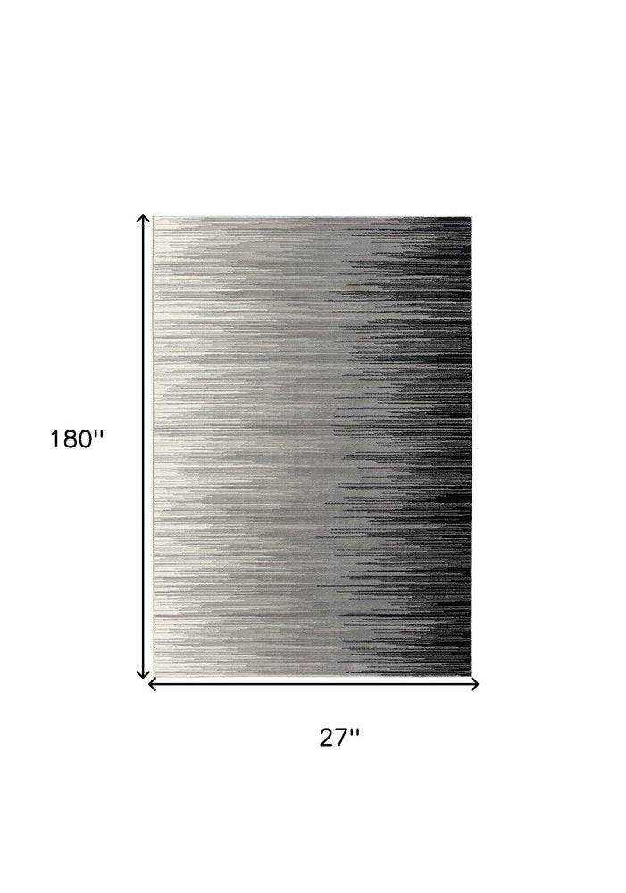 5' X 7' Black Abstract Dhurrie Area Rug