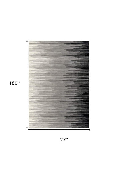 5' X 7' Black Abstract Dhurrie Area Rug