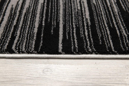 2' X 10' Black Transitional Striped Runner Rug