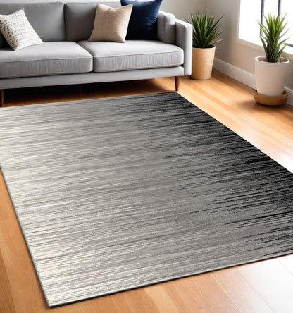 2' X 10' Black Transitional Striped Runner Rug