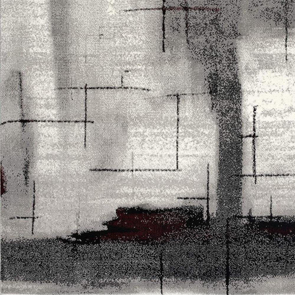 2' X 5' Grey Abstract Area Rug