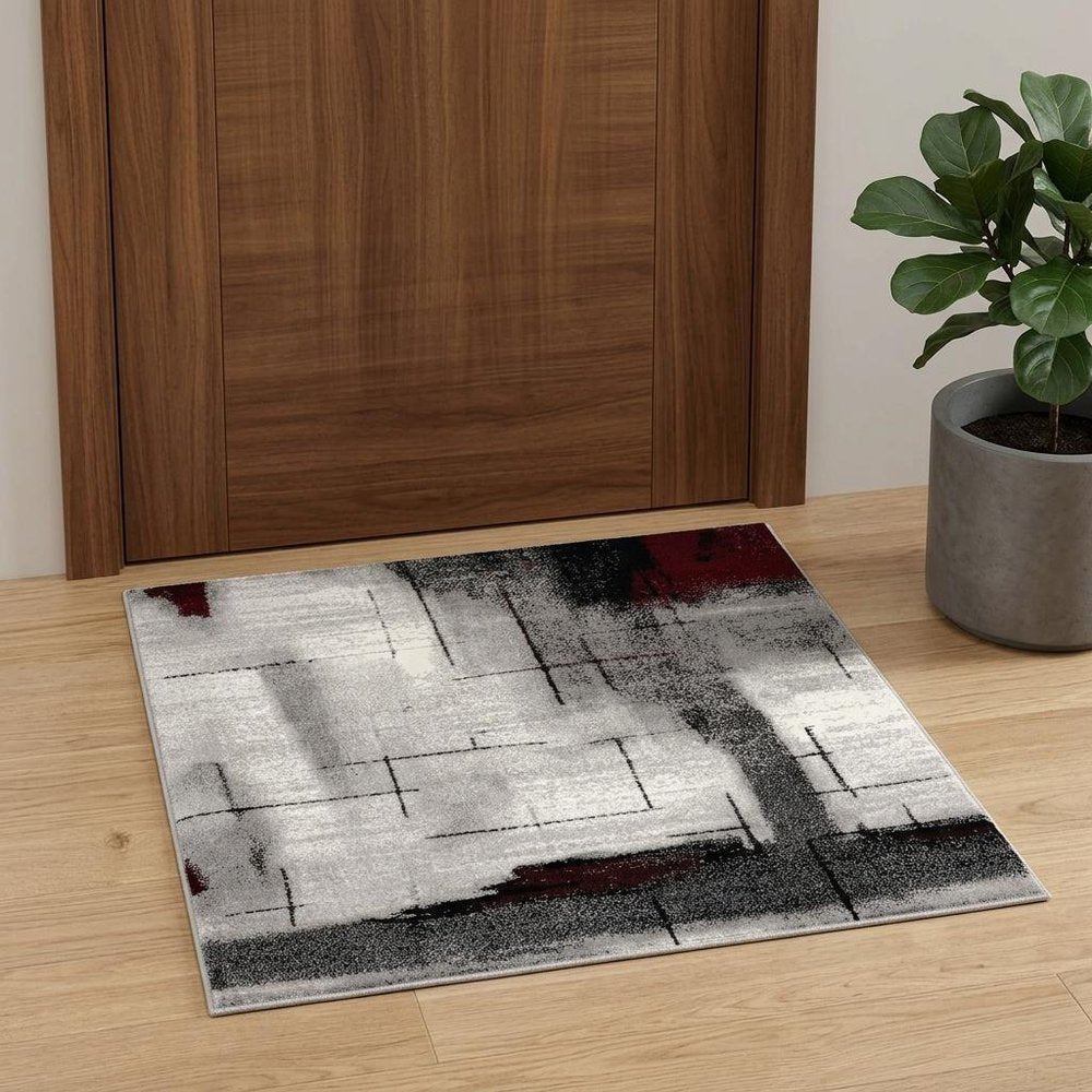 2' X 5' Grey Abstract Area Rug