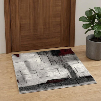 2' X 4' Gray Abstract Dhurrie Area Rug