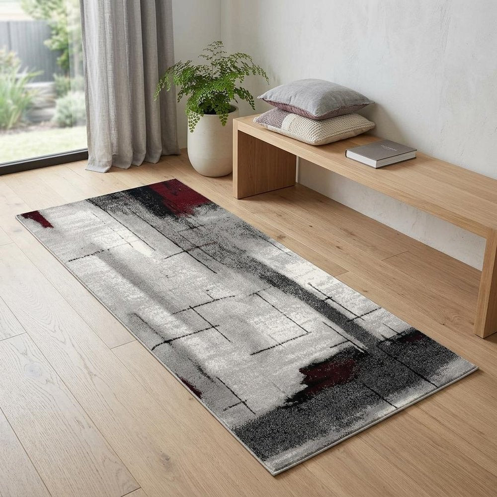 2' X 4' Gray Abstract Dhurrie Area Rug