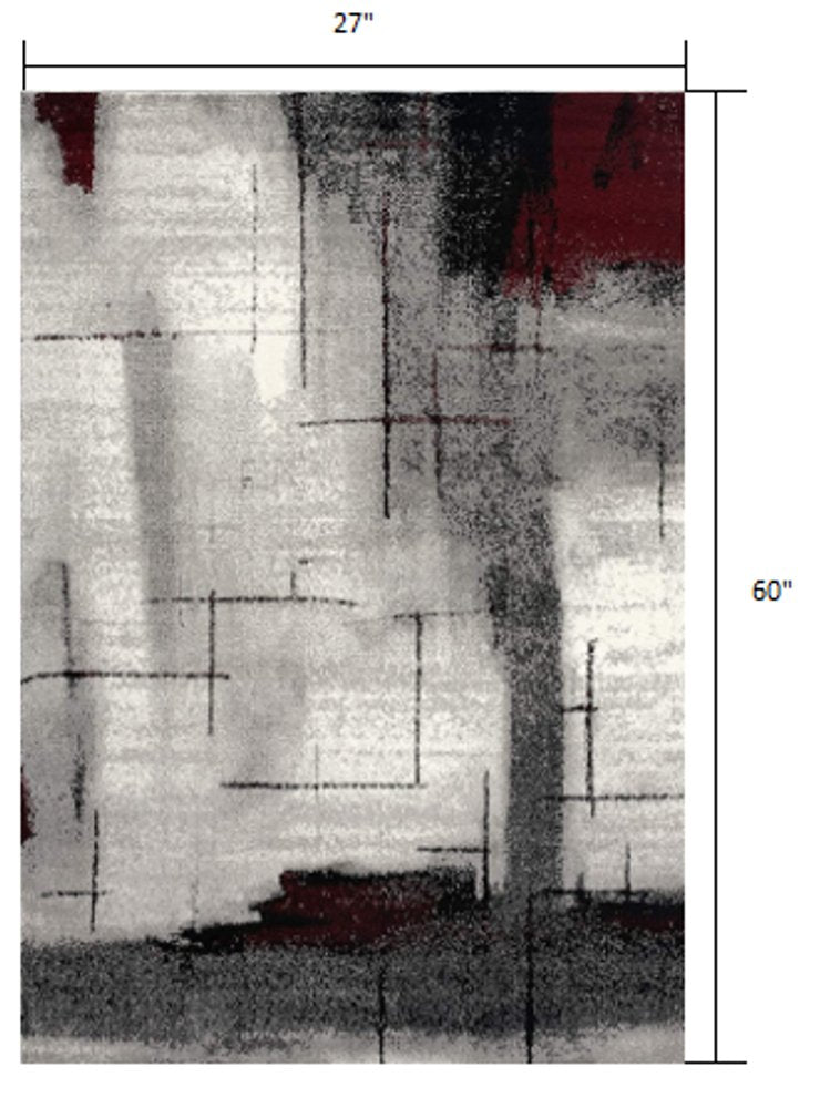 3' X 5' Gray And Burgundy Abstract Area Rug