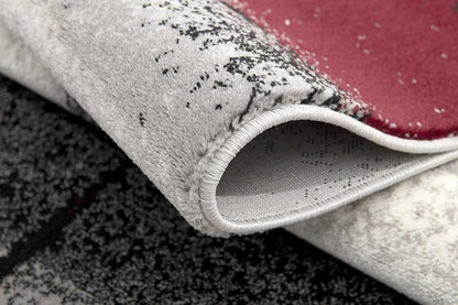 3' X 5' Gray And Burgundy Abstract Area Rug