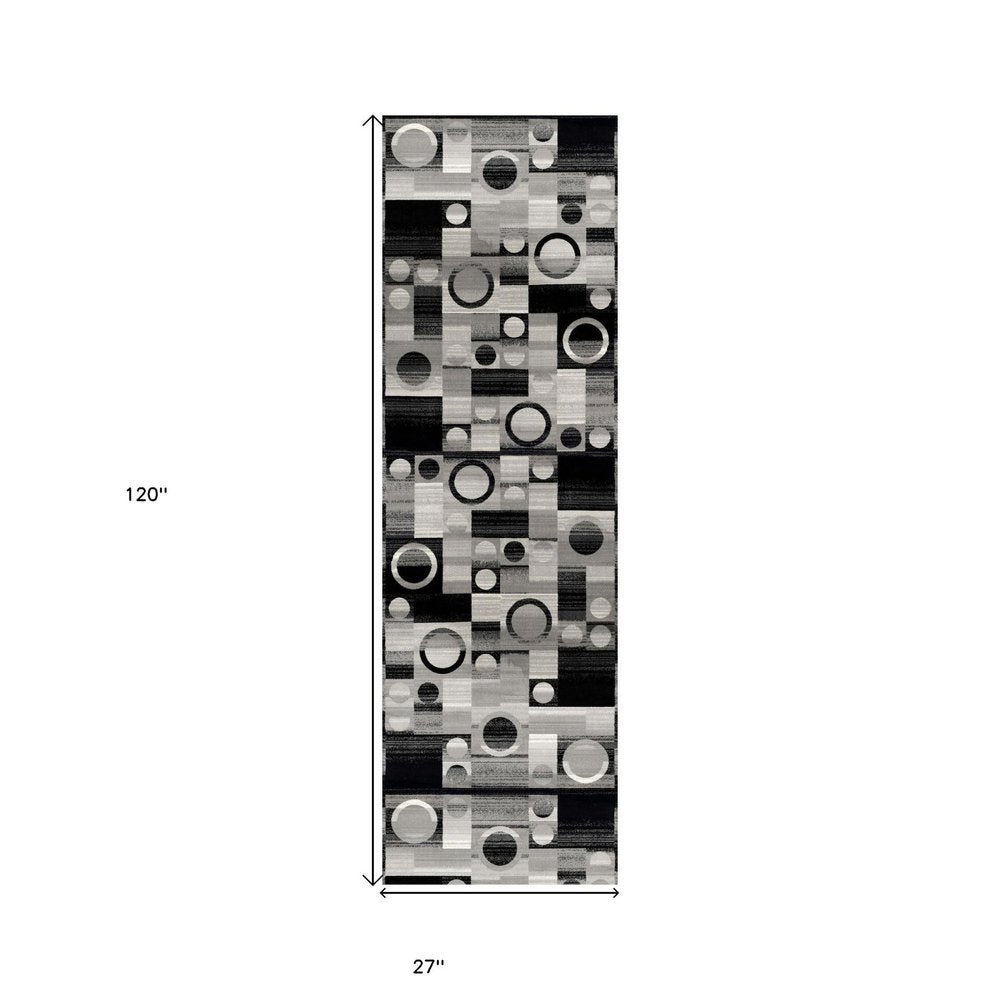 20' Gray Abstract Dhurrie Runner Rug