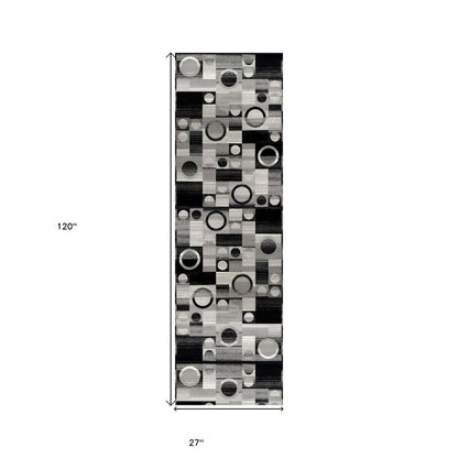 3' X 5' Gray Abstract Power Loom Area Rug