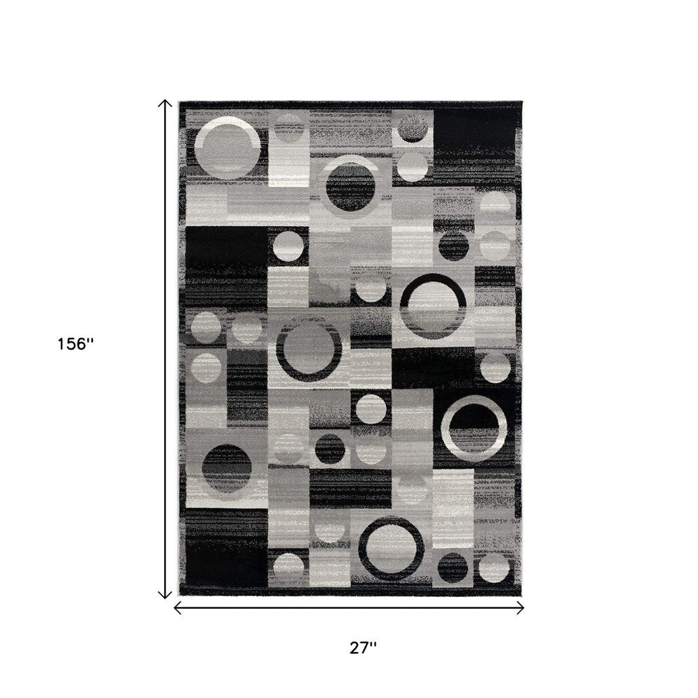 4' X 6' Gray Blocks And Rings Area Rug