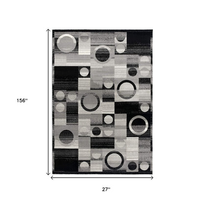 4' X 6' Gray Blocks And Rings Area Rug