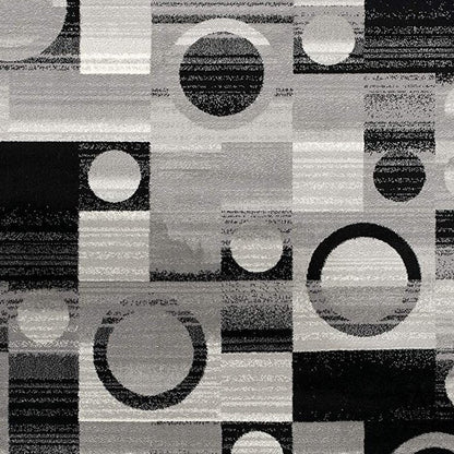 4' X 6' Gray Blocks And Rings Area Rug