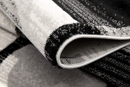 4' X 6' Gray Blocks And Rings Area Rug