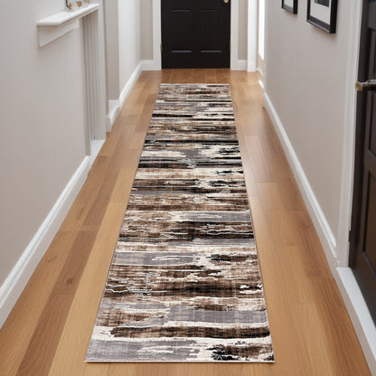 5' X 7' Beige Striped Dhurrie Area Rug