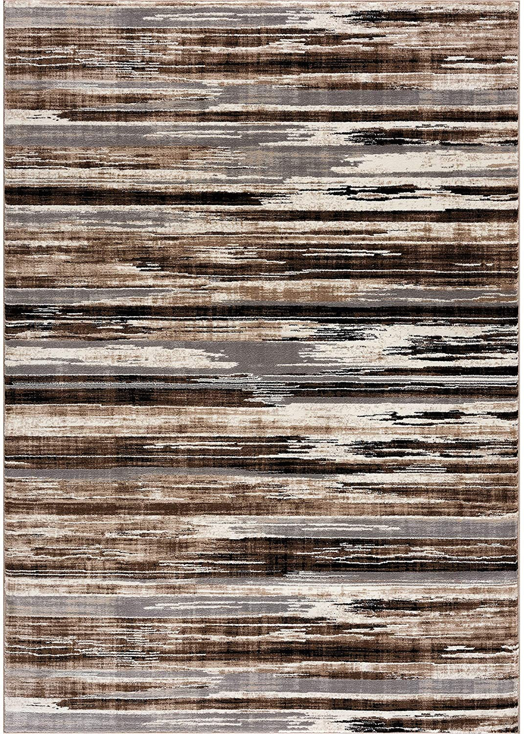 5' X 7' Beige Striped Dhurrie Area Rug