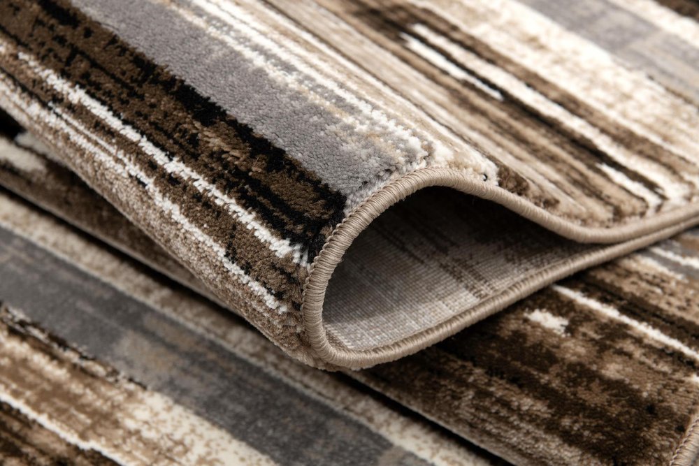 15' Beige Striped Dhurrie Runner Rug