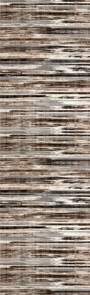 10' Beige Brown and Gray Abstract Runner Rug