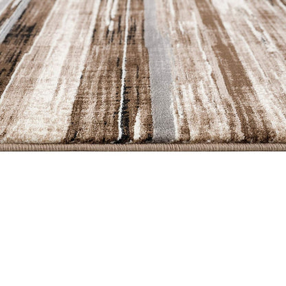 3' X 5' Beige Striped Power Loom Area Rug