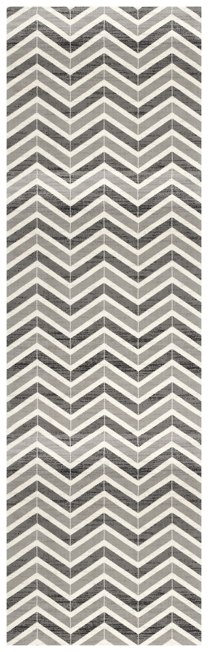 2' X 4' Gray And Ivory Chevron Distressed Area Rug