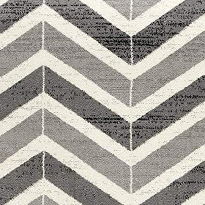 2' X 4' Gray And Ivory Chevron Distressed Area Rug