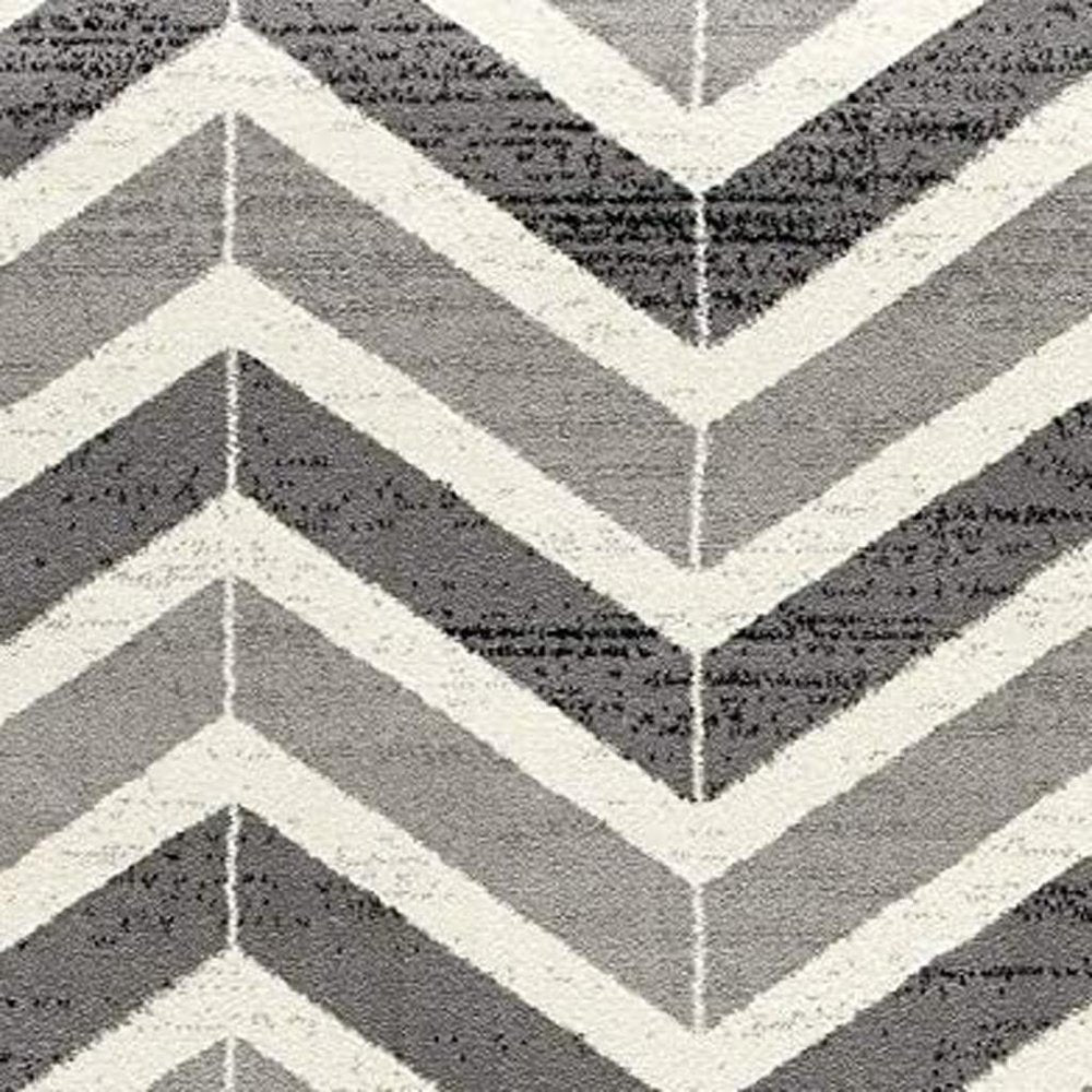 2' X 4' Gray And Ivory Chevron Distressed Area Rug