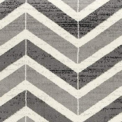 7' X 9' Gray Chevron Dhurrie Area Rug