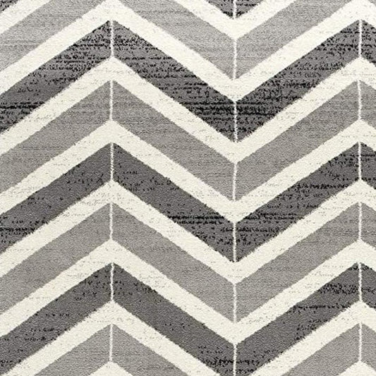 3' X 5' Gray And Ivory Chevron Distressed Area Rug