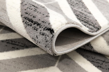 20' Gray And Ivory Chevron Distressed Runner Rug